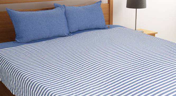 Arrochar Bedsheet Set (Blue, Double Size) by Urban Ladder - Front View Design 1 - 405413