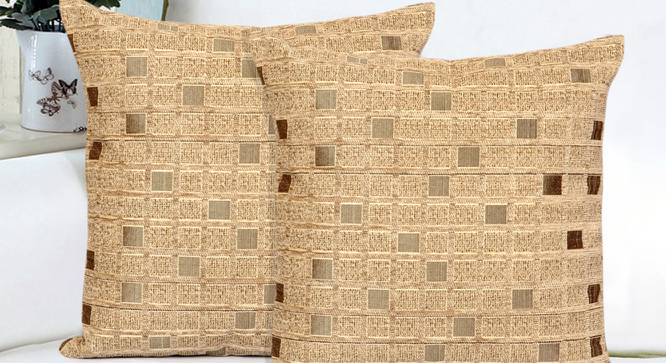 Caprice Cushion Cover Set (Beige, 41 x 41 cm  (16" X 16") Cushion Size, Set of 5 Set) by Urban Ladder - Front View Design 1 - 405492