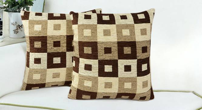 Fairmount Cushion Cover Set (Brown, 41 x 41 cm  (16" X 16") Cushion Size, Set Of 2 Set) by Urban Ladder - Front View Design 1 - 405722