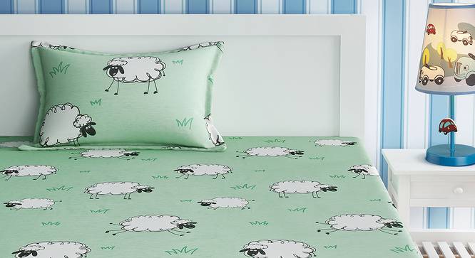 Anemone Bedsheet Set (Green, Single Size) by Urban Ladder - Front View Design 1 - 406079