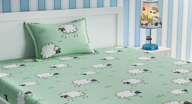 Anemone Bedsheet Set (Green, Single Size) by Urban Ladder - Cross View Design 1 - 406090