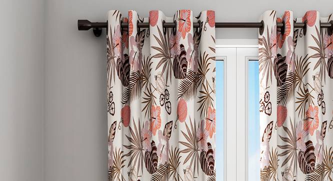 Birch Door Curtain (Peach, 210 x 120 cm  (83" x 47") Curtain Size) by Urban Ladder - Front View Design 1 - 406139