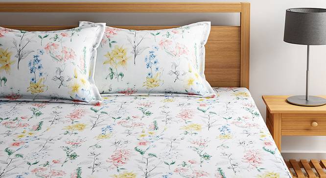 Clementine Bedsheet Set (White, King Size) by Urban Ladder - Front View Design 1 - 406204