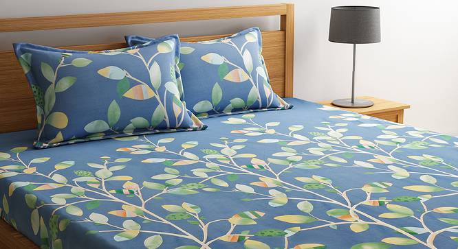 Shale Bedsheet Set (Blue, Queen Size) by Urban Ladder - Cross View Design 1 - 406518