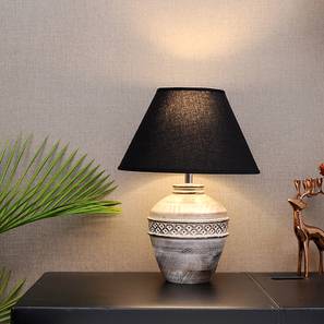 Black Lamp Design Dante Table Lamp (Black Shade Colour, Cotton Shade Material, White Distress)