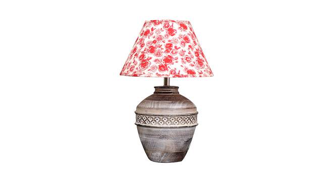 Dante Table Lamp (Cotton Shade Material, White Distress, Rose Flower Print Pink Shade Colour) by Urban Ladder - Cross View Design 1 - 407991