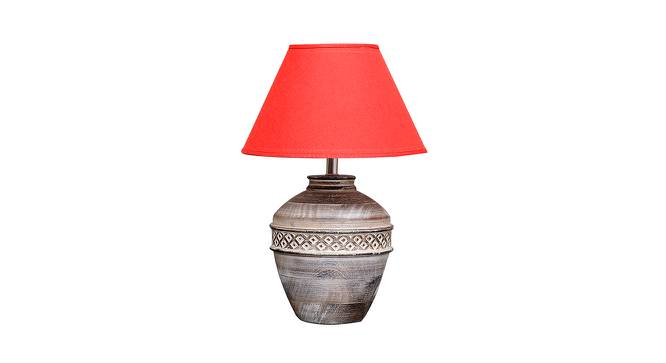 Dante Table Lamp (Cotton Shade Material, Maroon Shade Colour, White Distress) by Urban Ladder - Cross View Design 1 - 407994