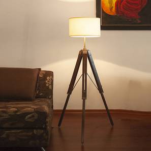 Tripod Lamp Design Bijou Floor Lamp (Brown, White Shade Colour, Cotton Shade Material)