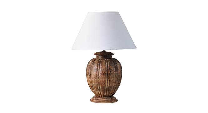 Emery Table Lamp (White Shade Colour, Cotton Shade Material, Natural Wood) by Urban Ladder - Cross View Design 1 - 408329