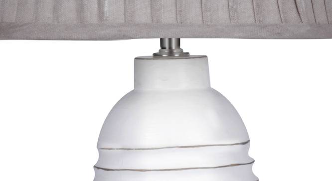 Geneva Table Lamp (White, Cotton Shade Material, Beige Shade Colour) by Urban Ladder - Design 1 Side View - 408410