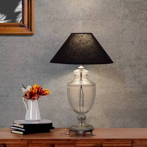 Tall End Tables Design Hazel Table Lamp (Black Shade Colour, Cotton Shade Material, Clear Glass)