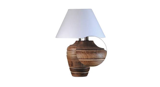 Hailey Table Lamp (White Shade Colour, Cotton Shade Material, Natural Wood) by Urban Ladder - Design 1 Side View - 408508