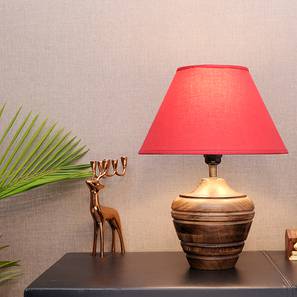 Table Lamps Design Luke Table Lamp (Brown, Cotton Shade Material, Maroon Shade Colour)