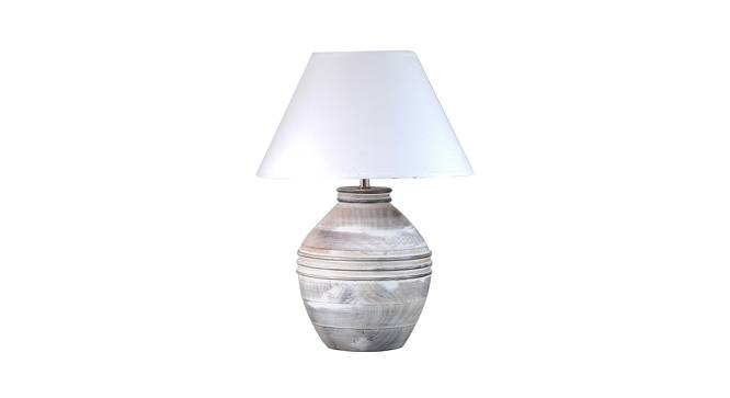 Myles Table Lamp (White Shade Colour, Cotton Shade Material, White Distress) by Urban Ladder - Cross View Design 1 - 408574
