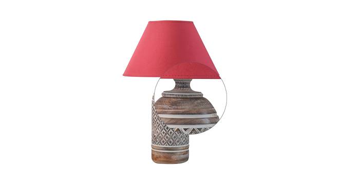 Ryder Table Lamp (Cotton Shade Material, Maroon Shade Colour, White Distress) by Urban Ladder - Design 1 Side View - 408594