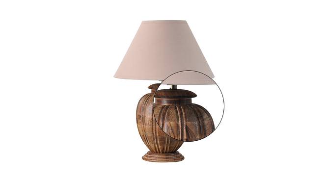 Ruby Table Lamp (Cotton Shade Material, Beige Shade Colour, Natural Wood) by Urban Ladder - Design 1 Side View - 408595