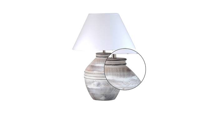 Myles Table Lamp (White Shade Colour, Cotton Shade Material, White Distress) by Urban Ladder - Design 1 Side View - 408596