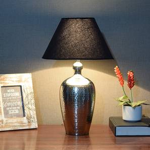 Black Lamp Design Willow Table Lamp (Black Shade Colour, Cotton Shade Material, Chrome)
