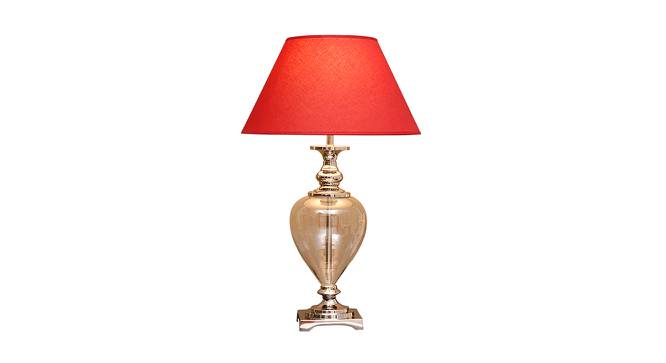 Guilia Table Lamp (Nickel, Cotton Shade Material, Maroon Shade Colour) by Urban Ladder - Design 1 Side View - 408725