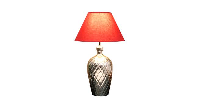 Easton Table Lamp (Nickel, Cotton Shade Material, Maroon Shade Colour) by Urban Ladder - Design 1 Side View - 408729