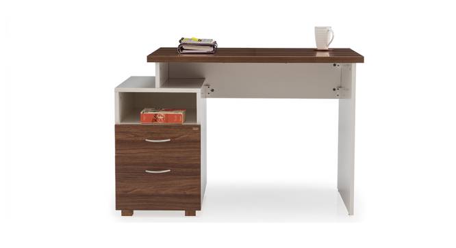 Aarya Office Table (Walnut Finish, Brown & White) by Urban Ladder - Front View Design 1 - 408881