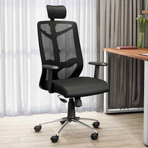 Rolling Chair Design Nature Fabric Study Chair With Headrest in Black Colour