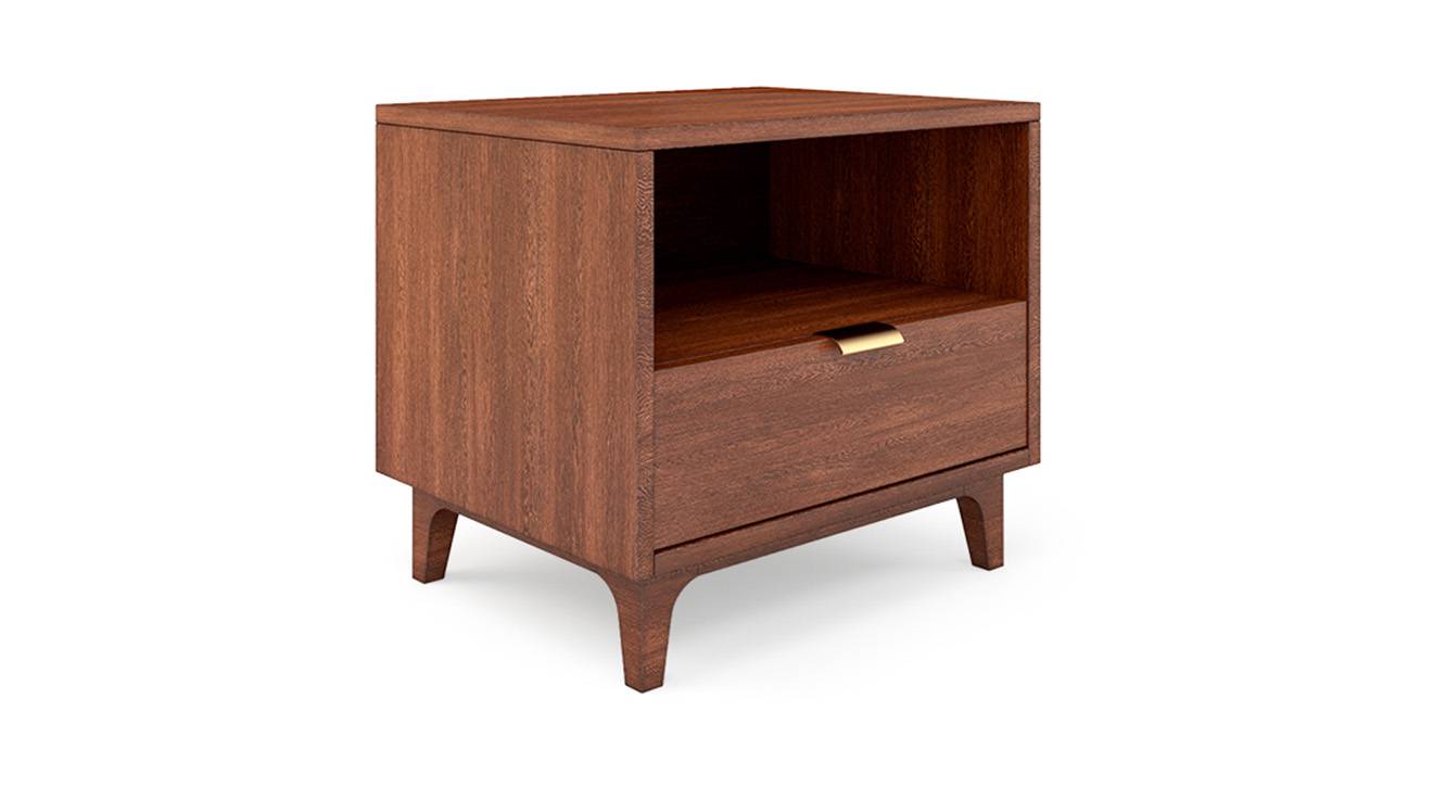 Pure Olivia Engineered Wood Bedside Table in Brown Finish Urban Ladder