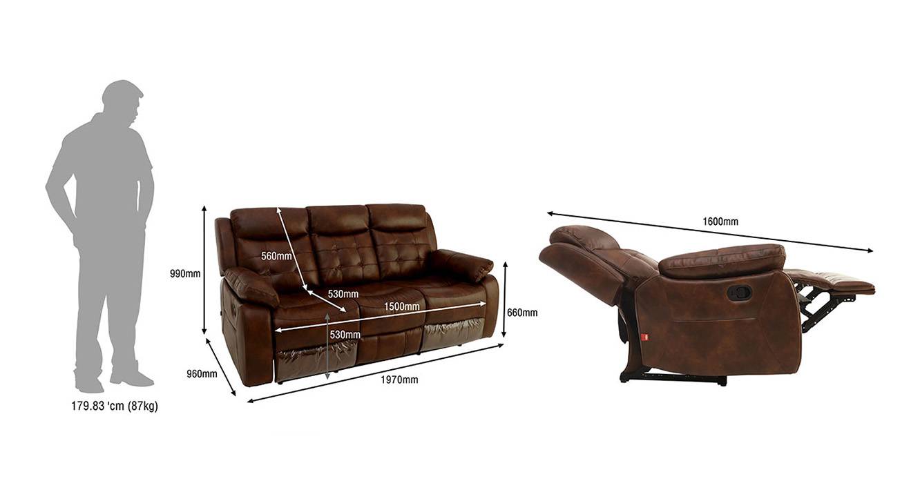 Hemingway three seater recliner sofa brown 6