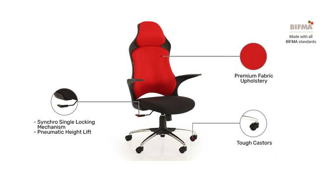Luella Executive Chair (Red & Black) by Urban Ladder - Cross View Design 1 - 409171