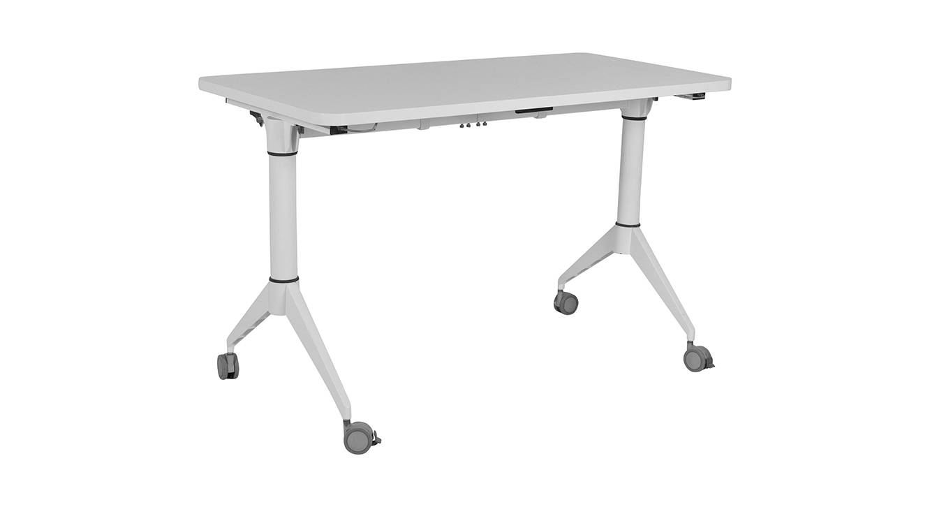 Chrome Engineered Wood Study Table in White Finish Urban Ladder