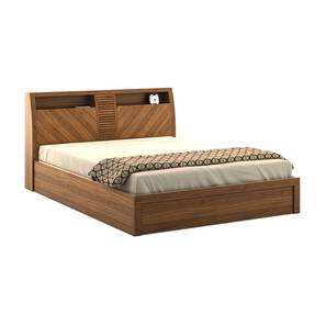 Queen Size Bed Design Monarch Engineered Wood Queen Size Hydraulic Storage Bed in Natural Teak Finish