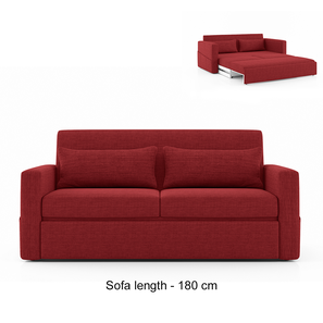 Fabric Sofa Beds Design Camden 2 Seater Sofa cum Bed False In Salsa Red Colour