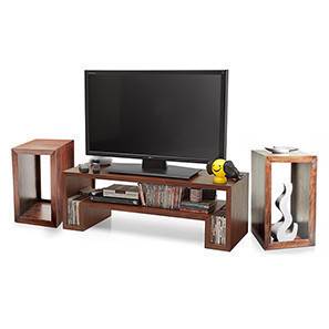 Eulers Living Room Design Euler's TV Unit & Side Tables Set (Teak Finish)