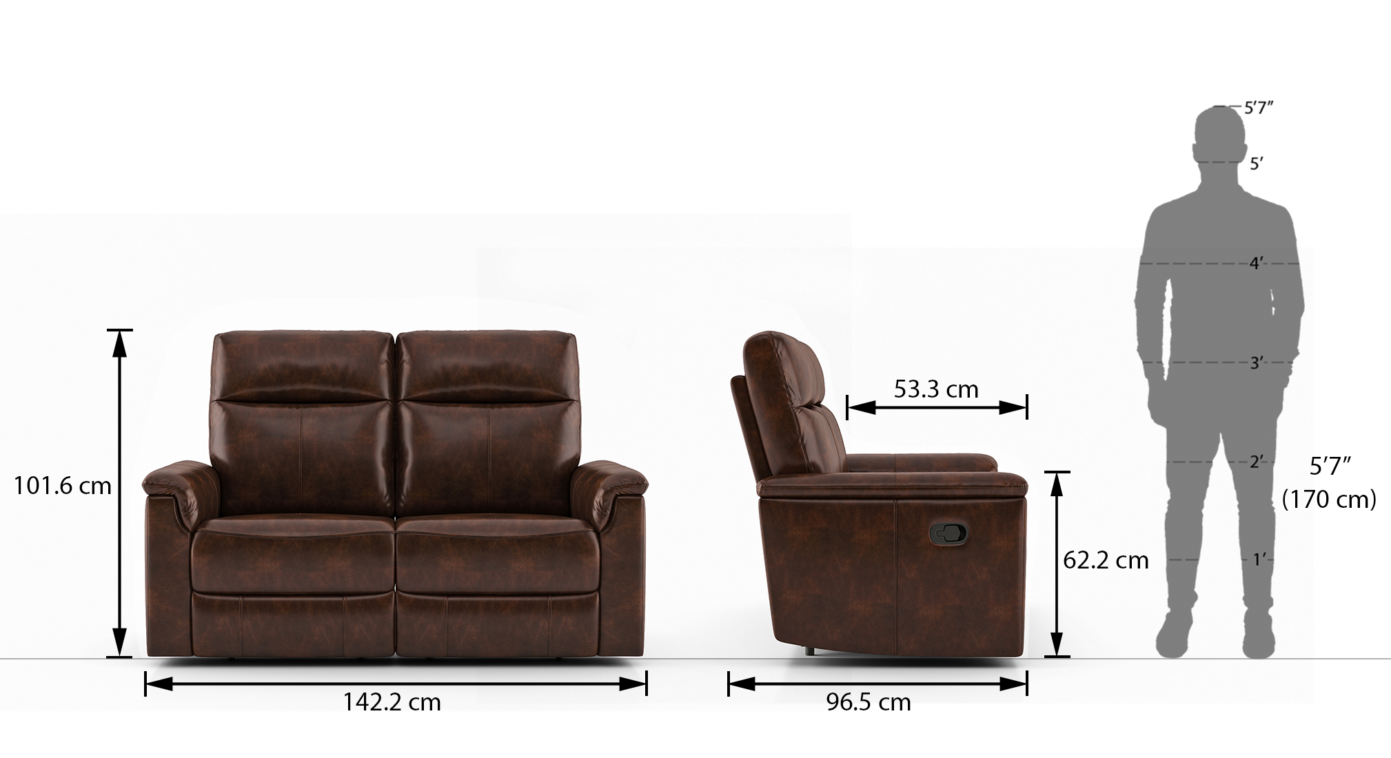 Barnes recliner 2 seater color tuscan brown 9