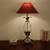 Dodge   maroon table lamp antique brass lp