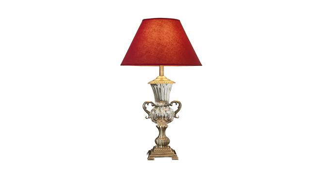 William Table Lamp (Antique Brass, Cotton Shade Material, Maroon Shade Colour) by Urban Ladder - Design 1 Side View - 410566