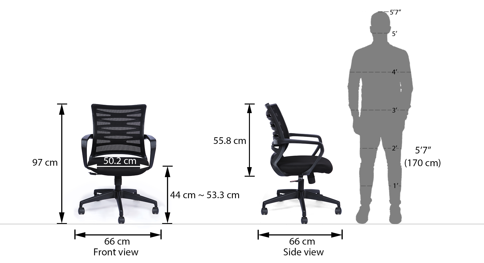 Dorsey Plastic Study Chair in Black Colour Urban Ladder