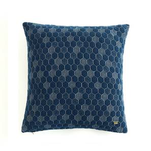 Cushion Cover Design Daisy Cushion Cover (46 x 46 cm  (18" X 18") Cushion Size, Estate Blue & Natural)