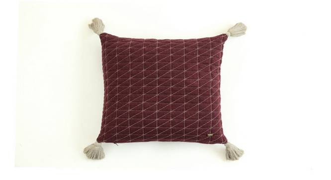Breah Cushion Cover (46 x 46 cm  (18" X 18") Cushion Size, Burgundy Mel & Natural) by Urban Ladder - Cross View Design 1 - 411390