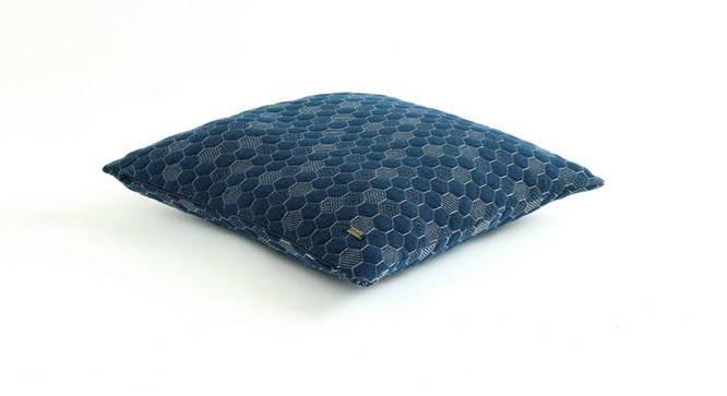 Daisy Cushion Cover (46 x 46 cm  (18" X 18") Cushion Size, Estate Blue & Natural) by Urban Ladder - Cross View Design 1 - 411392