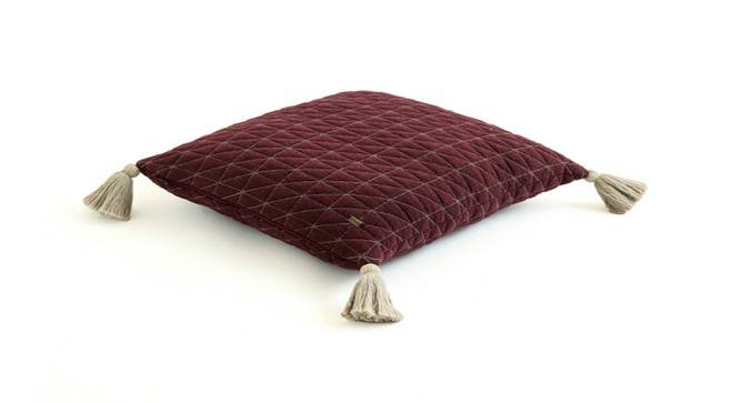 Breah Cushion Cover (46 x 46 cm  (18" X 18") Cushion Size, Burgundy Mel & Natural) by Urban Ladder - Design 1 Side View - 411411