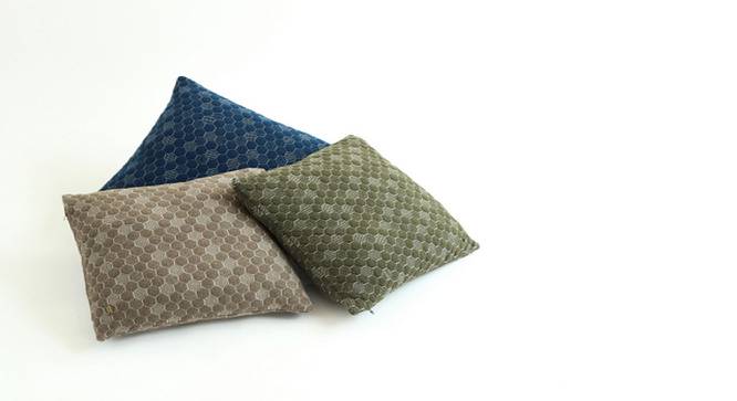 Daisy Cushion Cover (46 x 46 cm  (18" X 18") Cushion Size, Estate Blue & Natural) by Urban Ladder - Design 1 Side View - 411413