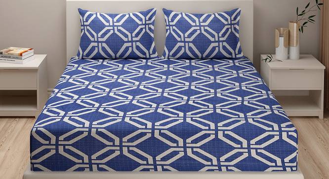 Maryse Bedsheet Set (Blue, Fitted Bedsheet Type, Queen Size) by Urban Ladder - Front View Design 1 - 412001
