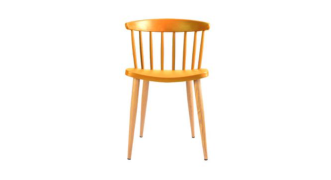 Ewing Dining Chair (Yellow, Plastic & Brown Wooden Finish) by Urban Ladder - Front View Design 1 - 412714