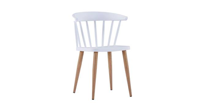 Ewing Dining Chair (White, Plastic & Brown Wooden Finish) by Urban Ladder - Front View Design 1 - 412717