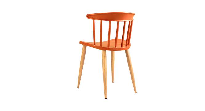 Ewing Dining Chair (Orange, Plastic & Brown Wooden Finish) by Urban Ladder - Cross View Design 1 - 412731