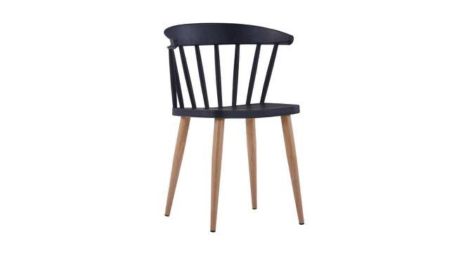 Ewing Dining Chair (Black, Plastic & Brown Wooden Finish) by Urban Ladder - Cross View Design 1 - 412734
