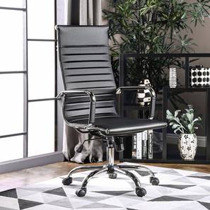 Rolling Chair Design Kerensa Swivel Leatherette Study Chair in Black Colour