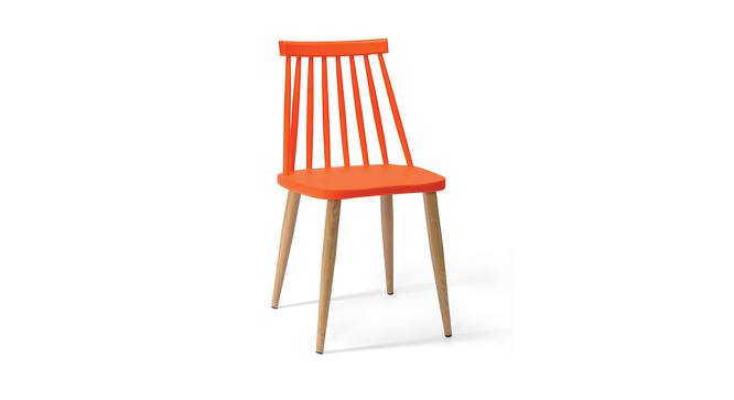 Snowden Dining Chair (Orange, Plastic & Brown Wooden Finish) by Urban Ladder - Front View Design 1 - 413071