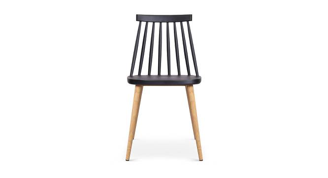 Snowden Dining Chair (Black, Plastic & Brown Wooden Finish) by Urban Ladder - Front View Design 1 - 413074